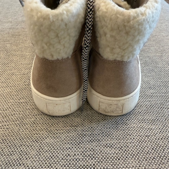 Marc Fisher Tan and White Lace Up Boots with Fur Lining - Picture 6 of 7
